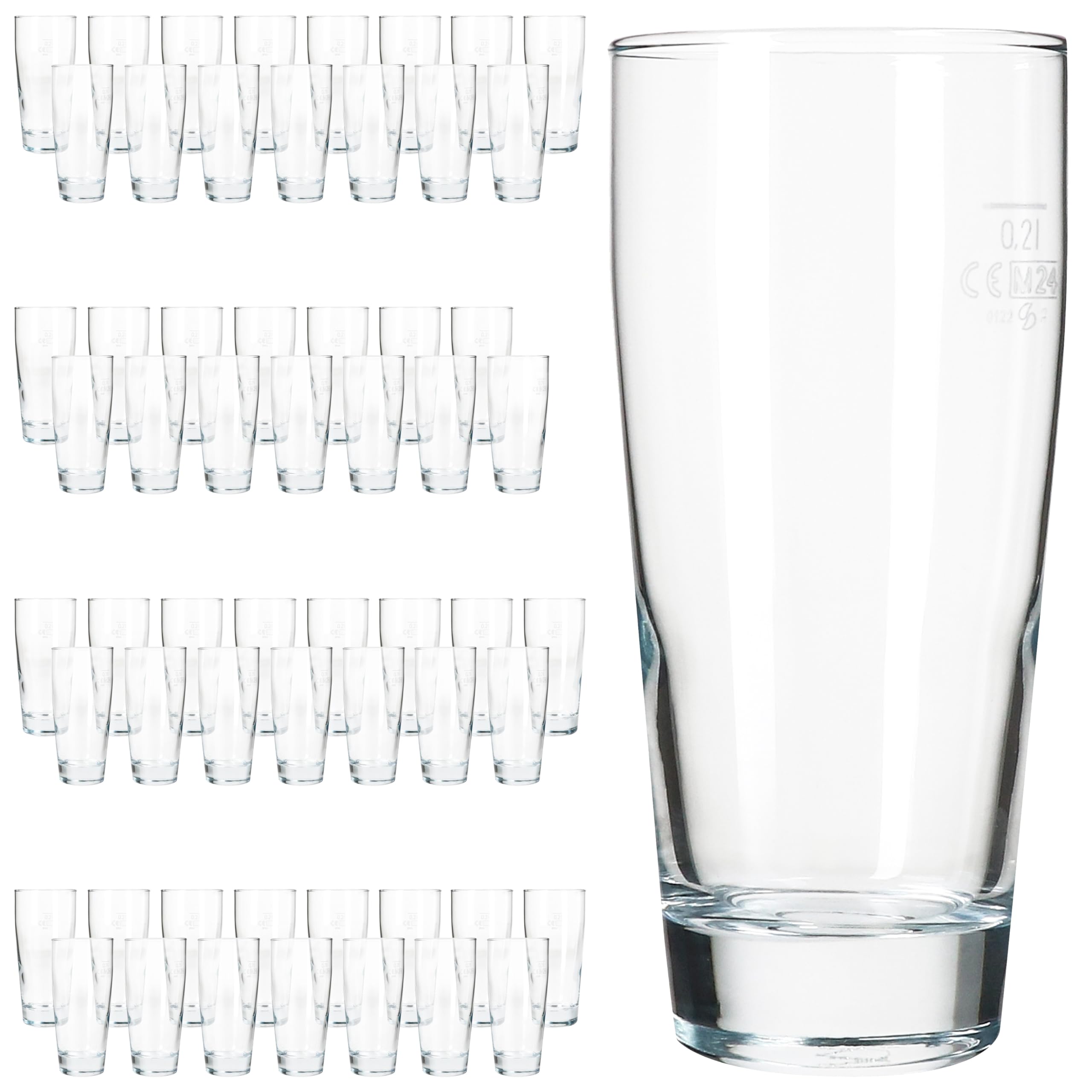 MamboCat 60er Set Willibecher 0,2 L geeicht I Biergläser aus klarem Glas mit Eichstrich I Trinkgläser für Bier, Wasser, Cocktails & Softgetränke ideal für Gastro, Bars & Restaurants