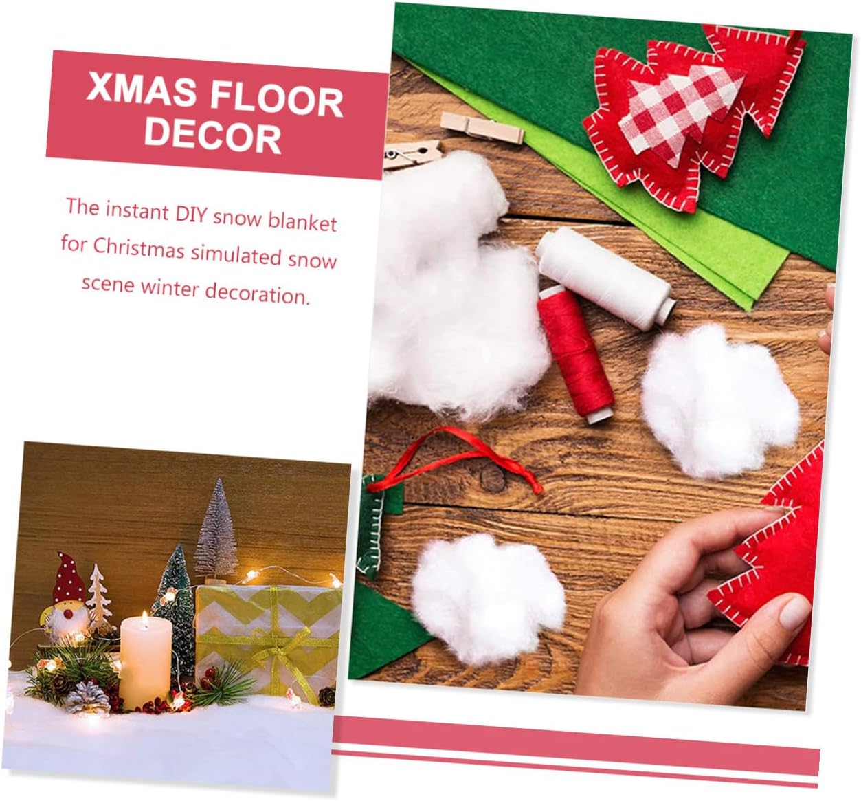 Angoily 2pcs Christmas Snow Blanket Artificial Snow Cover Decorative Prop for Holiday DIY Crafts and Winter Photo Decor