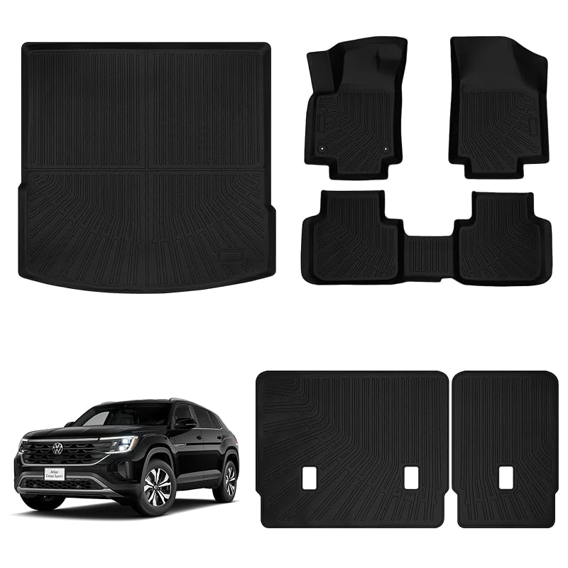 Kit de Forro para Porta-Malas e Encosto do Banco Traseiro ZQULOYO para Volkswagen VW Atlas Cross Sport 2020–2026, TPE com Fixação hook&loop, Kit com 6 peças