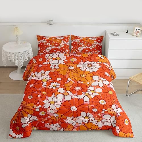 Miniatura 5 de Erosebridal Colorido edredón de plumas con estampado de flores, juego de ropa de cama con diseño floral retro hippie para mujeres y niñas, juego de