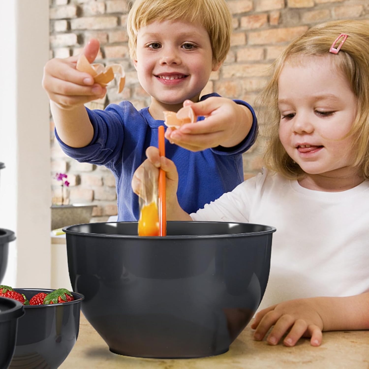 Plastic Mixing Bowls with Lids Set for Kitchen, Nesting Bowls for Mixing, Baking, Prepping, Cooking and Serving Food, Mixing Bowls Dishwasher, Microwave Safe (Dark Gray) - Image 8