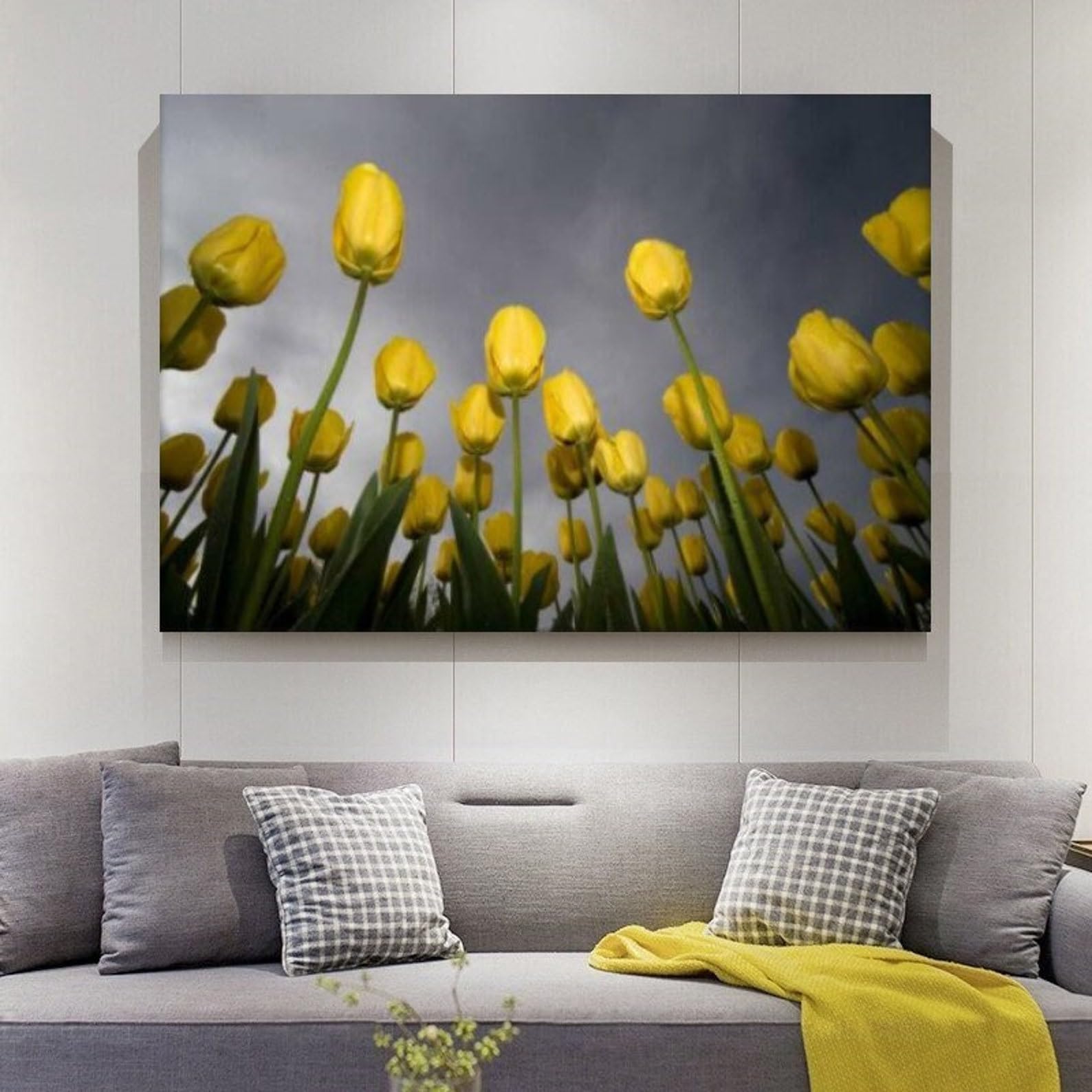 lianyibo Tulipani gialli, fiori, stampe su tela, stampe moderne, stampe botaniche bohémien, poster, decorazioni per la casa, soggiorno, camera da letto (70x100 cm/senza cornice)
