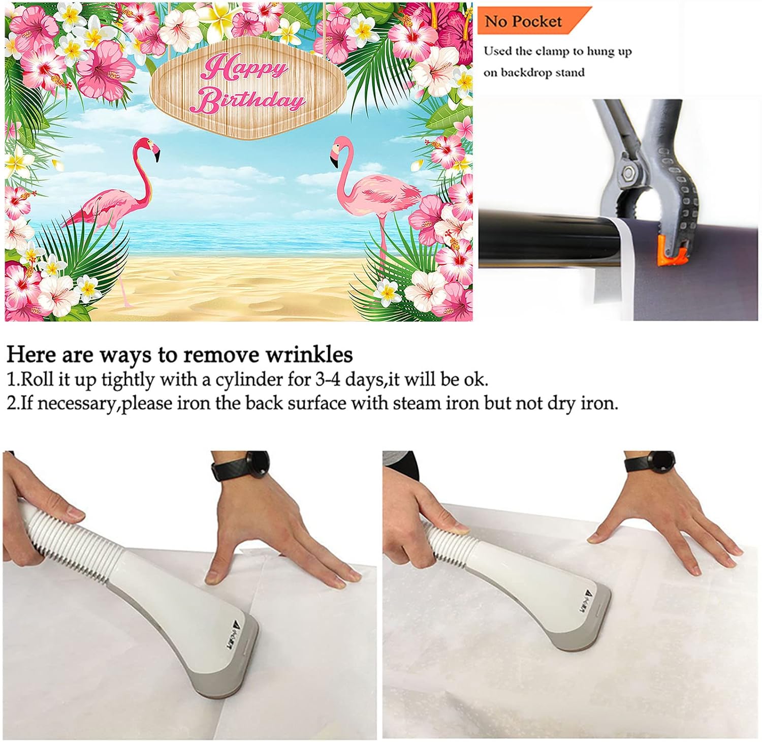 Avezano Flamingo Birthday Backdrop Let's Flamingle Beach Hawaiian Birthday Party Decorations Photography Background Flamingo Tropical Flowers Party Photoshoot (8x6ft)