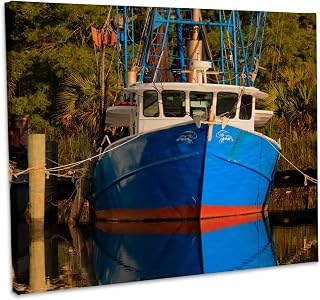 3dRose, USA, Florida, Apalachicola, Shrimp boat docked at Apalachicola., Museum Grade Canvas Wrap 10x8