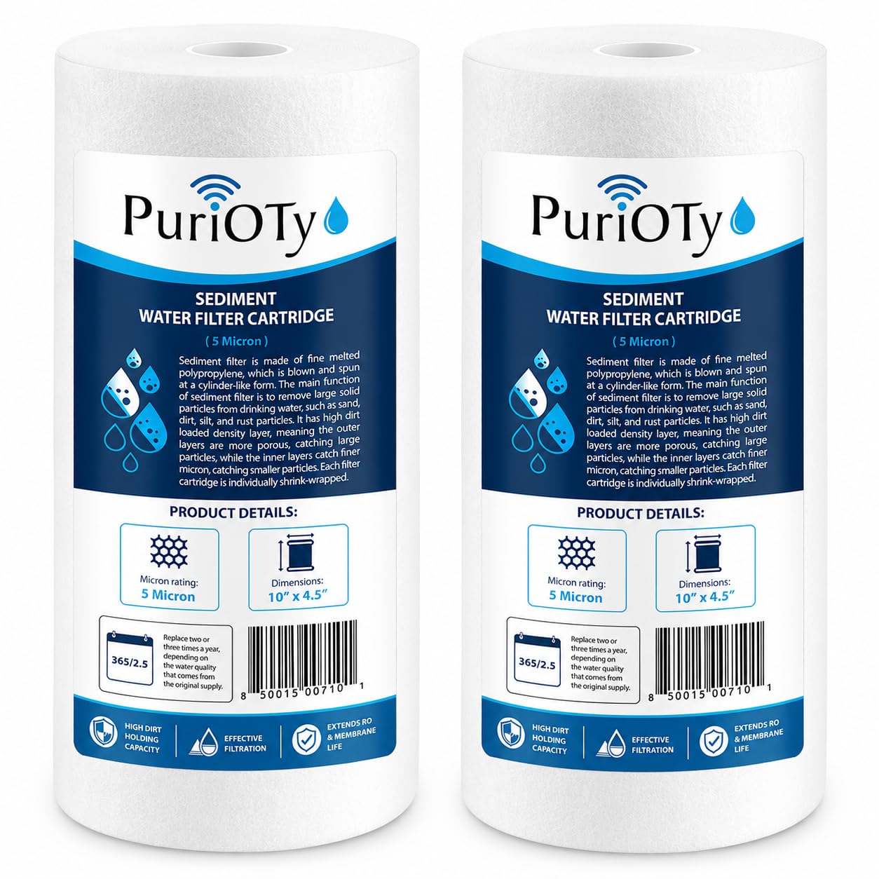 Pack of 2 Jumbo Spun Pre-Filter Cartridge 10” x 4.5” - 5 Micron PP Spun Sediment Filter for RO Water Purifier, Universal Compatible Pre Filter for Dust, Dirt, Rust & Silt Removal, Water Filter Candle-image-43