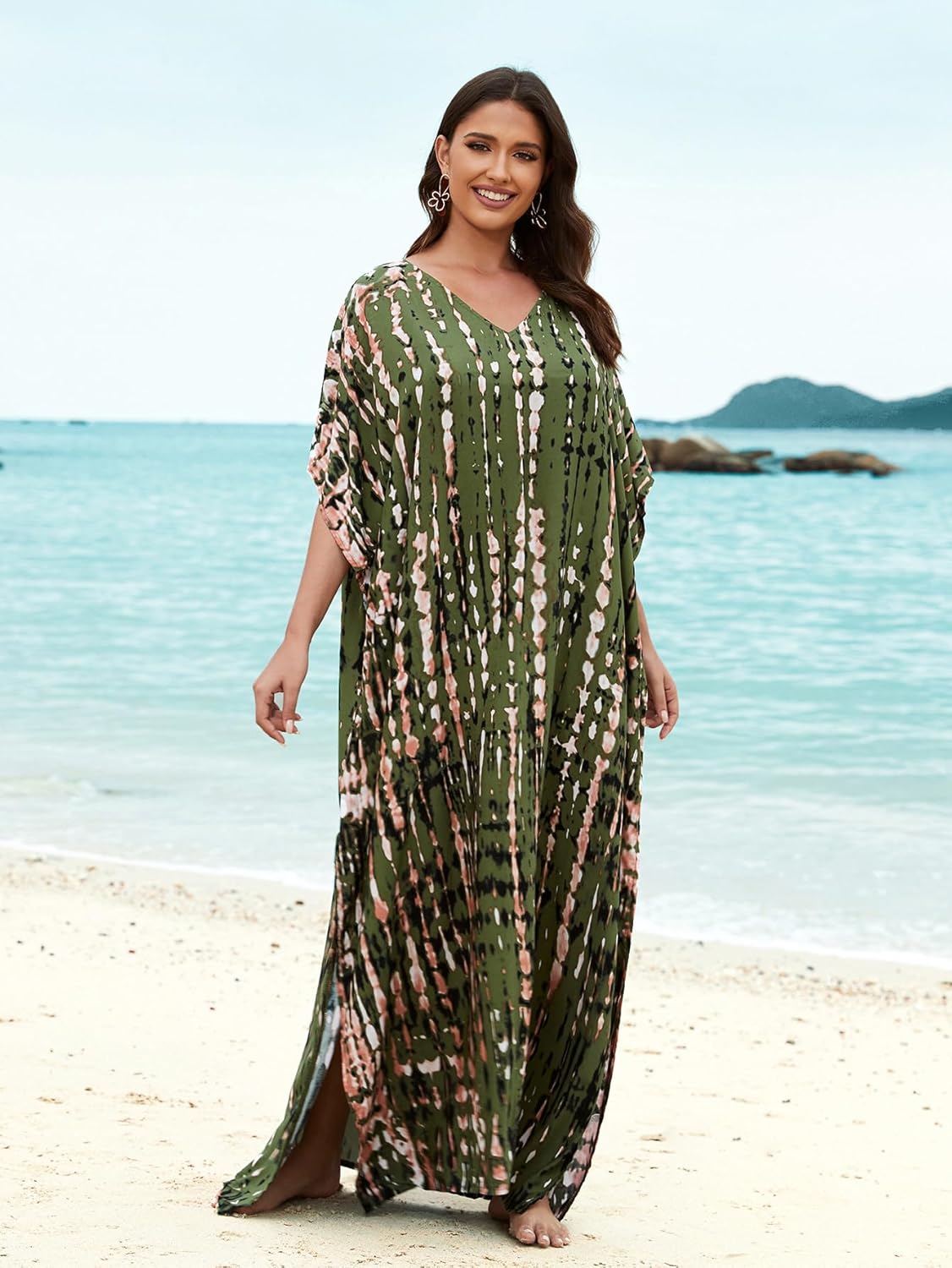 Kaftan for Women Plus Size Bathing Suit Cover up Batwing Dress Loose fit Moroccan Caftan mumu Dresses for Women - Image 3
