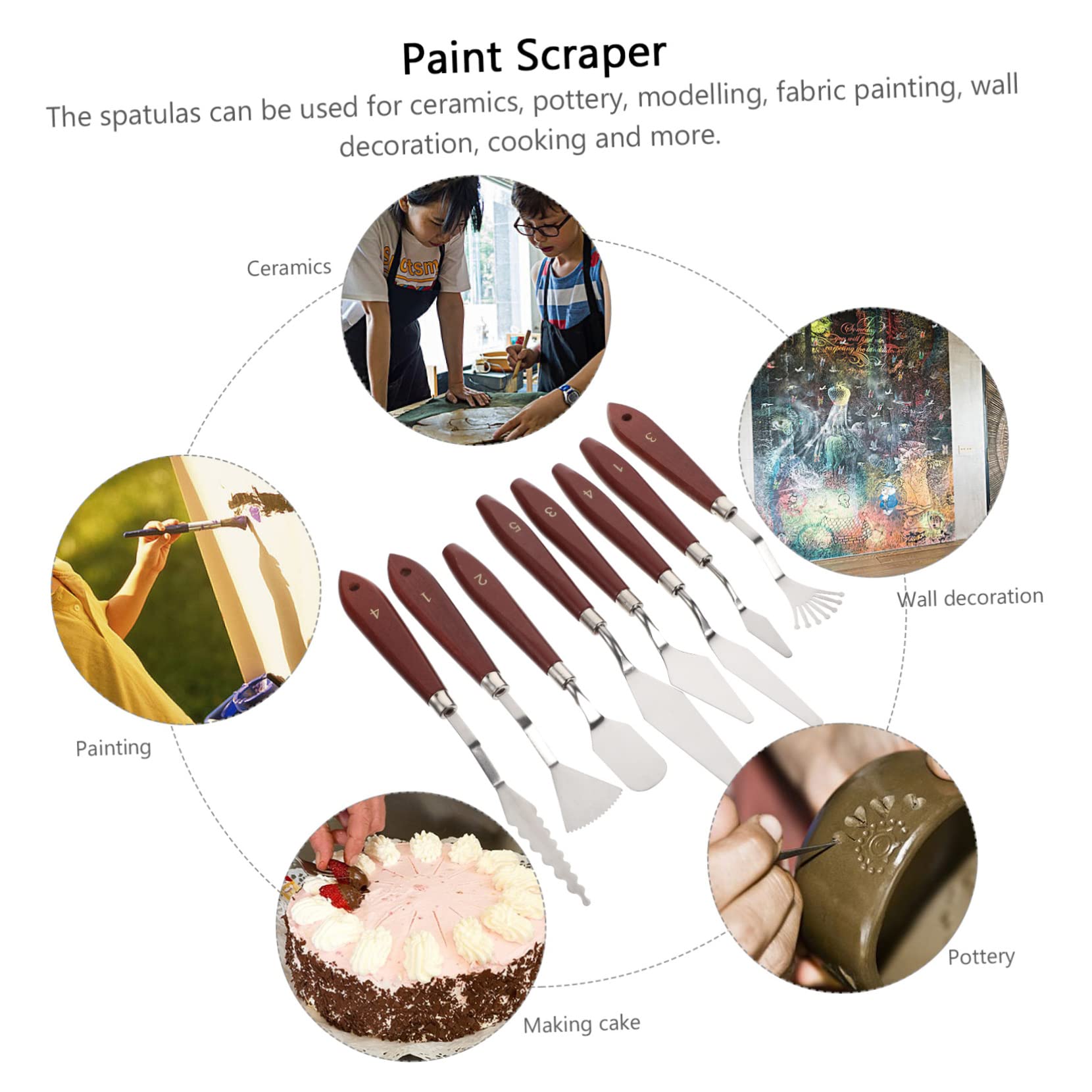 Homoyoyo 14 pièces Kit Spatules à Palette Acier Inoxydable avec Manche Outil Flexible pour Mélange de Couleurs et Peinture à Huile Adapté Aux Toiles et Acryliques