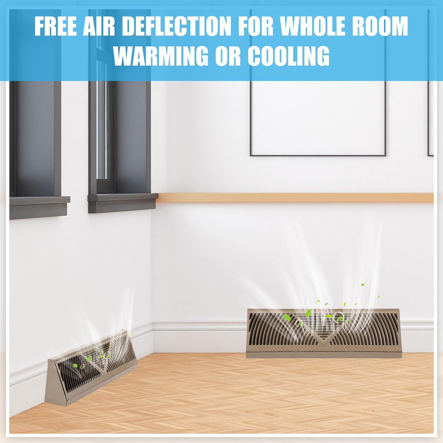 4 Pcs Baseboard Register Vent 18 Inch Duct Opening Size Baseboard Vent Covers Baseboard Diffuser Adjustable Corner Baseboard Return Air Grille for Home Floor Wall Air Flow Control(Brown)