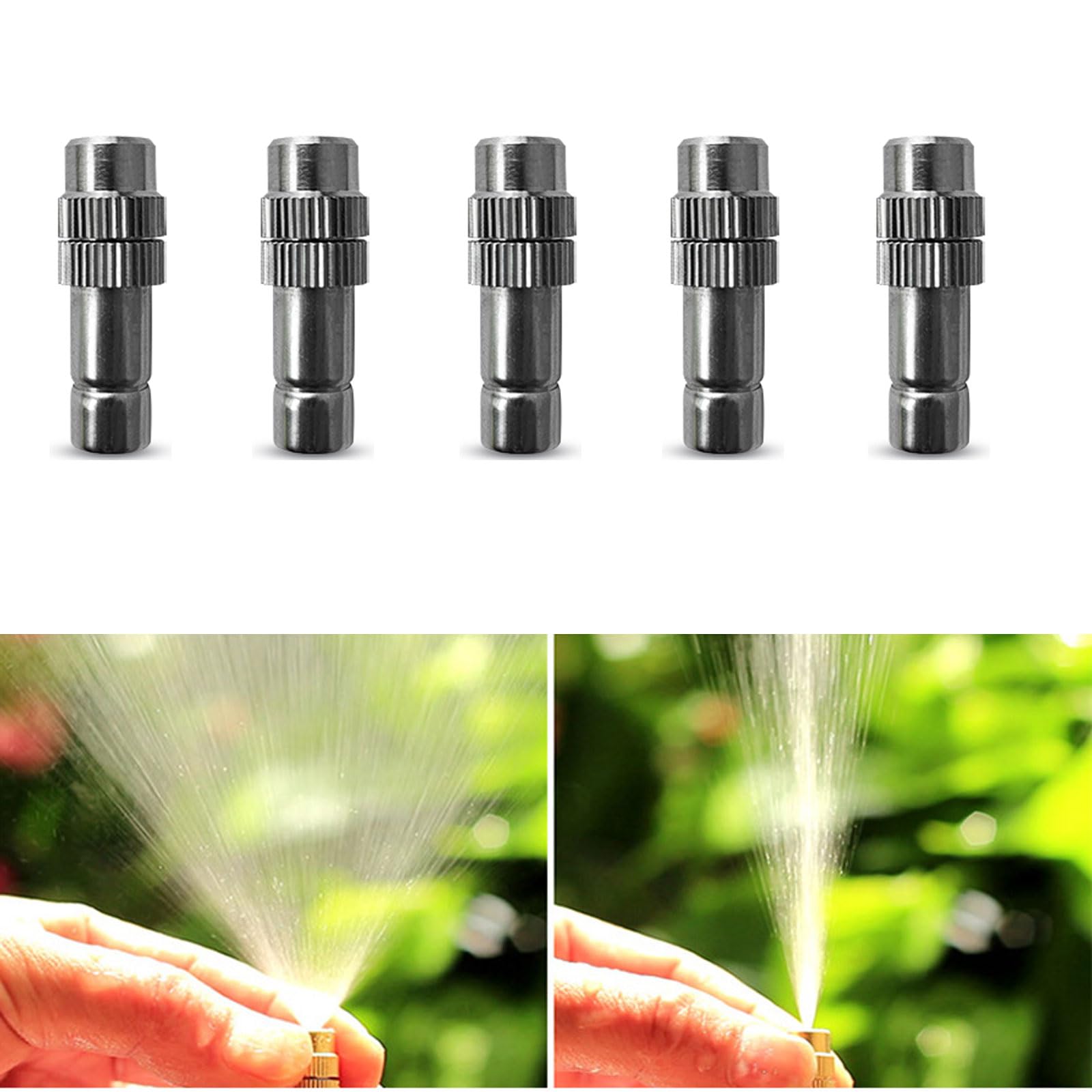 MGNSJGYXN Misting Nozzle Adjustable Brass Atomizing, 5 Pack Brass Low Pressure Misting Nozzles, Adjustable 1.1mm, 6mm/8mm, Outdoor Cooling(8mm)