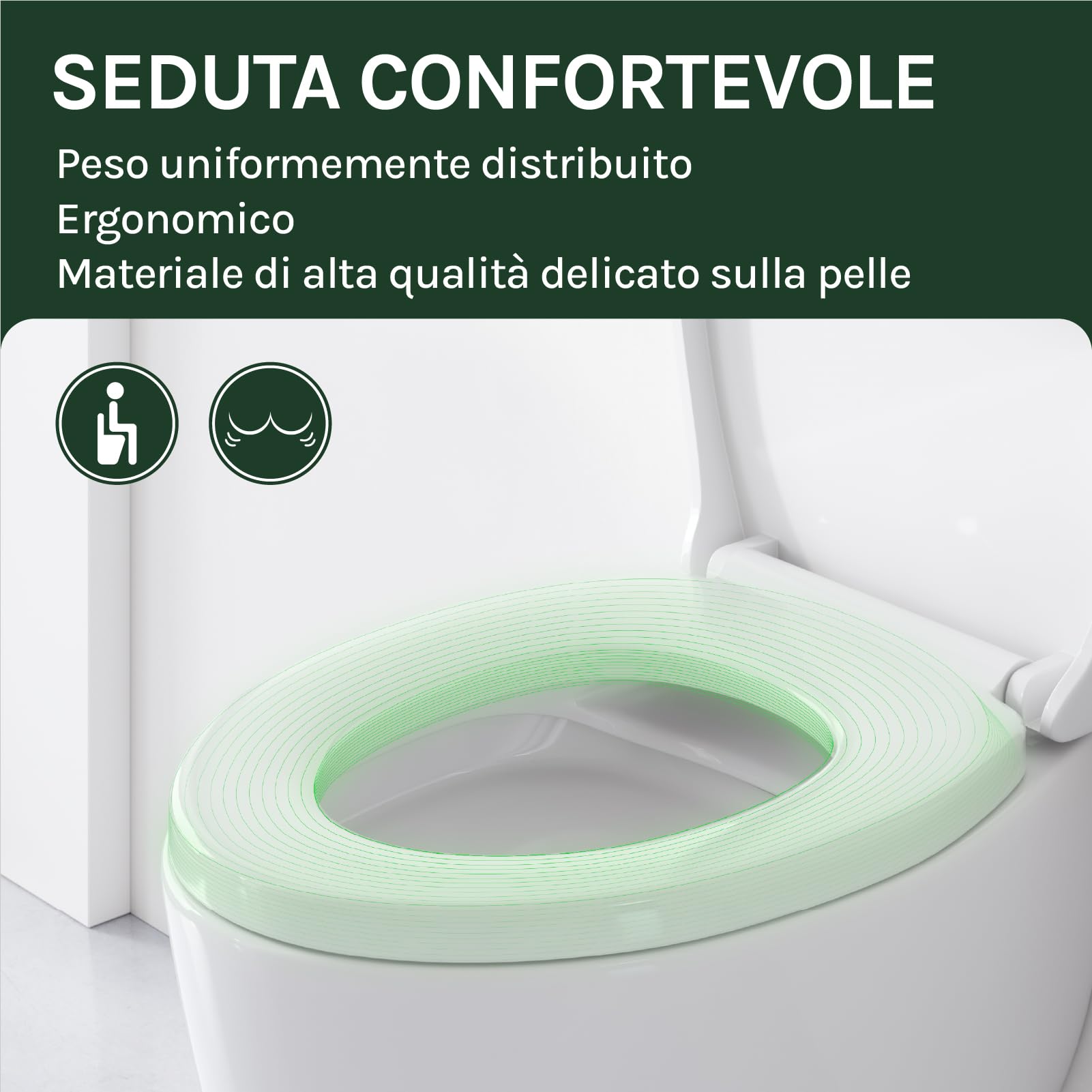 WOLTU Copriwater Sedile WC Universale Coperchio con Chiusura Ammortizzata Soft Close Toilet Seat Bagno in Plastica Bianco a Forma di O