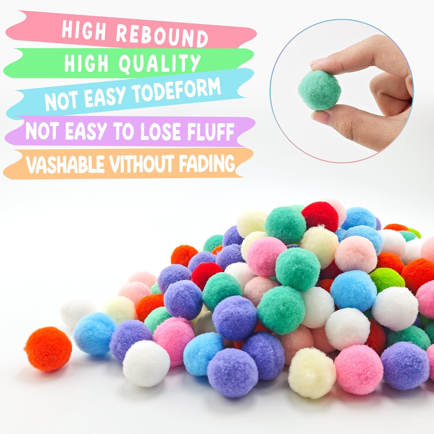 iShyan 200 Pieces Pom Poms,0.79 inch Craft Pom Poms,Pompoms for Crafts,Pompom Puff Balls for DIY Arts,Home Decorations (Multi-Colored)