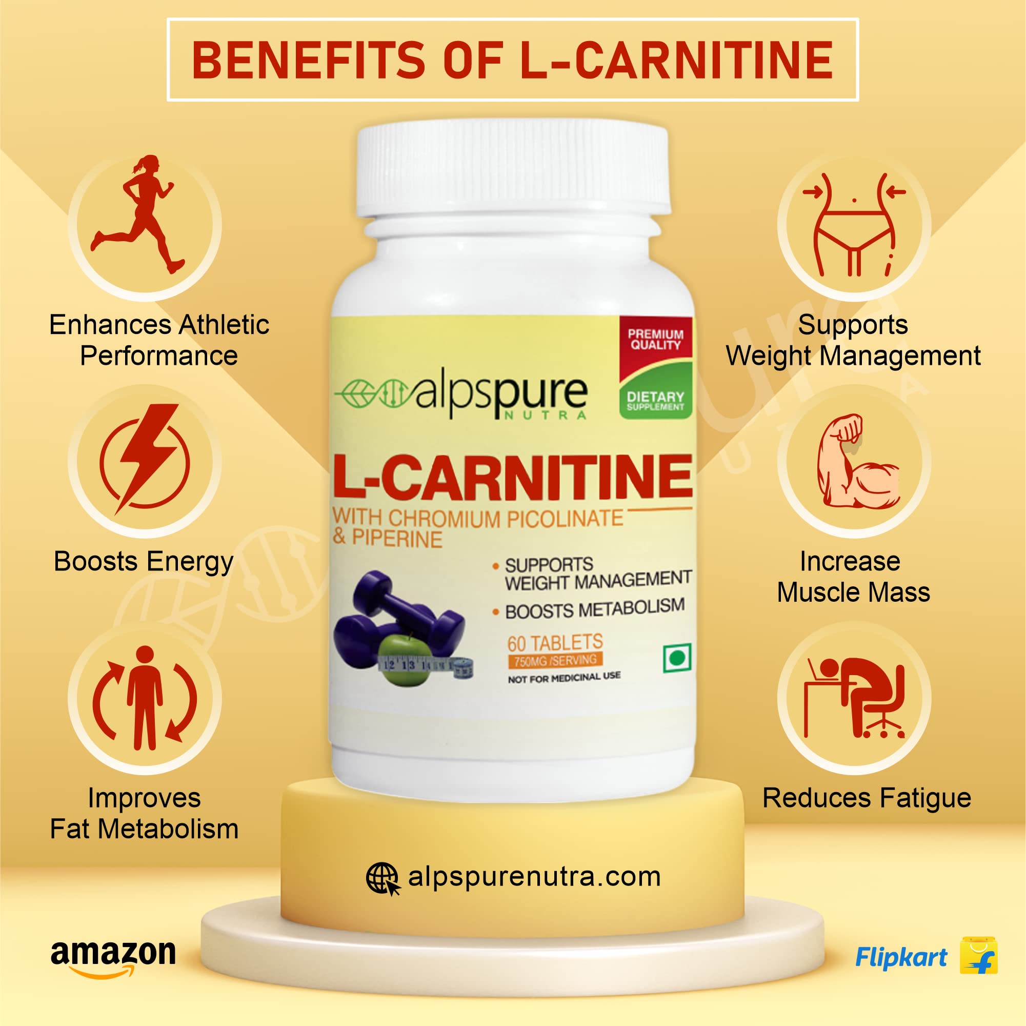 l carnitine benefits for men Alpspure Nutra L-Carnitine Tablets with Chromium Picolinate, Piperine | For  Men & Women