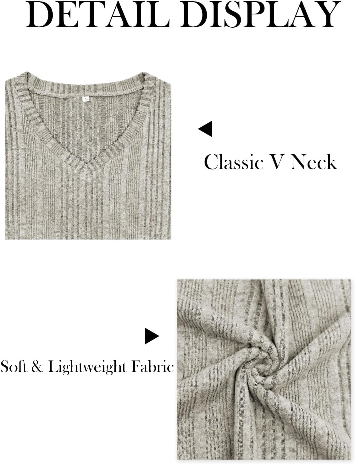 ROSRISS Plus-Size-Long-Sleeve-Tops for women Dressy V Neck Shirts Casual Ribbed Knit Tees Lightweight Tunic Sweaters - Image 5