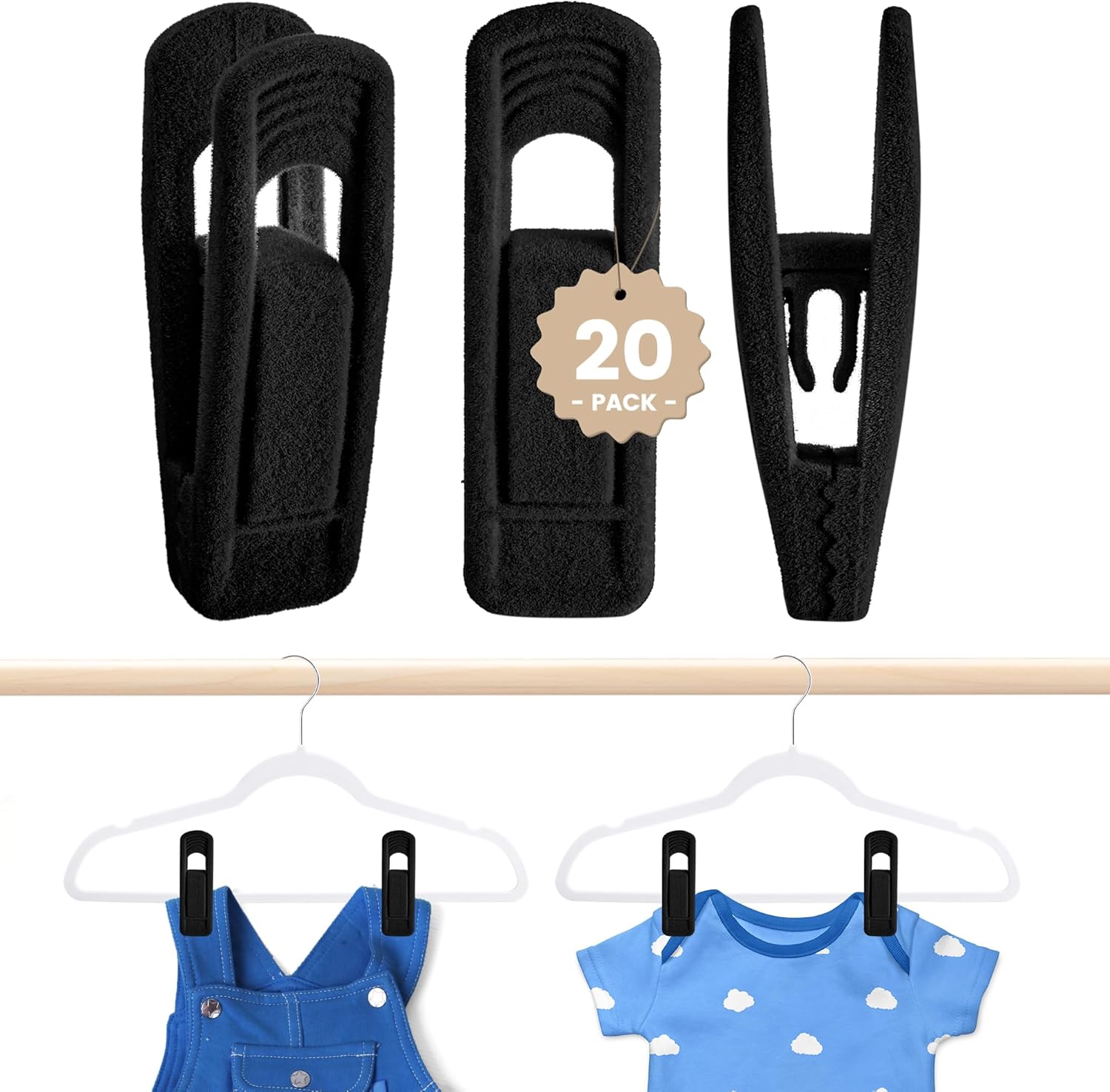HOUSE DAY Velvet Hanger Clips for Pants 20 Pack, Strong