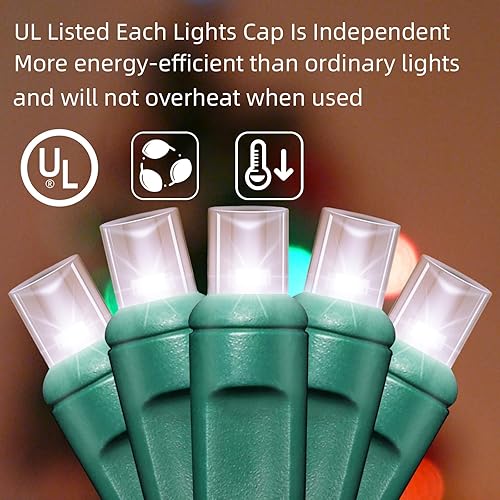 Miniatura 2 de LAMPHOME 50 luces de cadena LED, luces LED de Navidad, 6 "espaciado, cable verde, color blanco, grado comercial