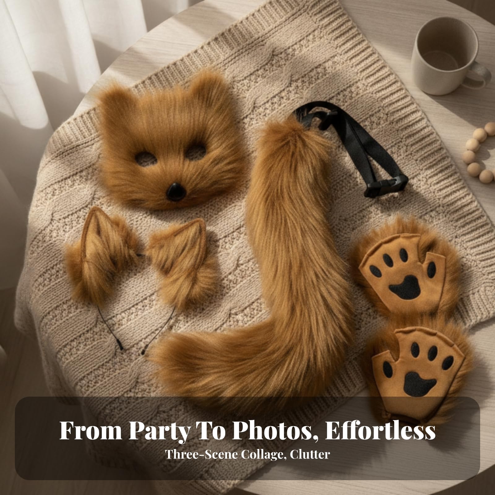 4 Piezas Raposo Peluche, Marrón, Única