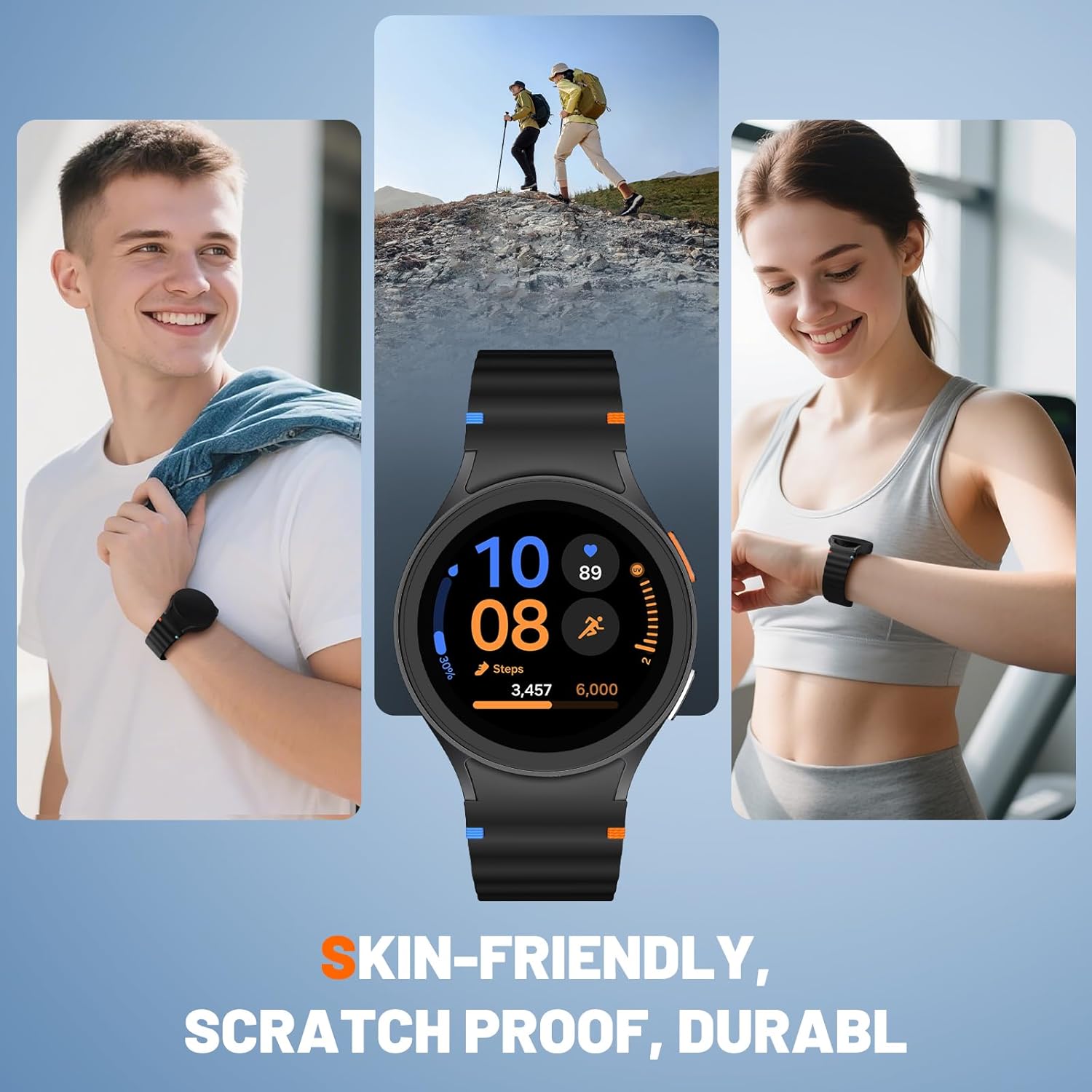 Magnetic Band Compatible with Samsung Galaxy Watch 7 6 5 4 FE 40mm 44mm, for Galaxy Watch 6 4 Classic 43mm 47mm 42mm 46mm/Watch 5 Pro 45mm Band, 20mm Sport Silicone Band for Men & Women, Wave Design - Image 5