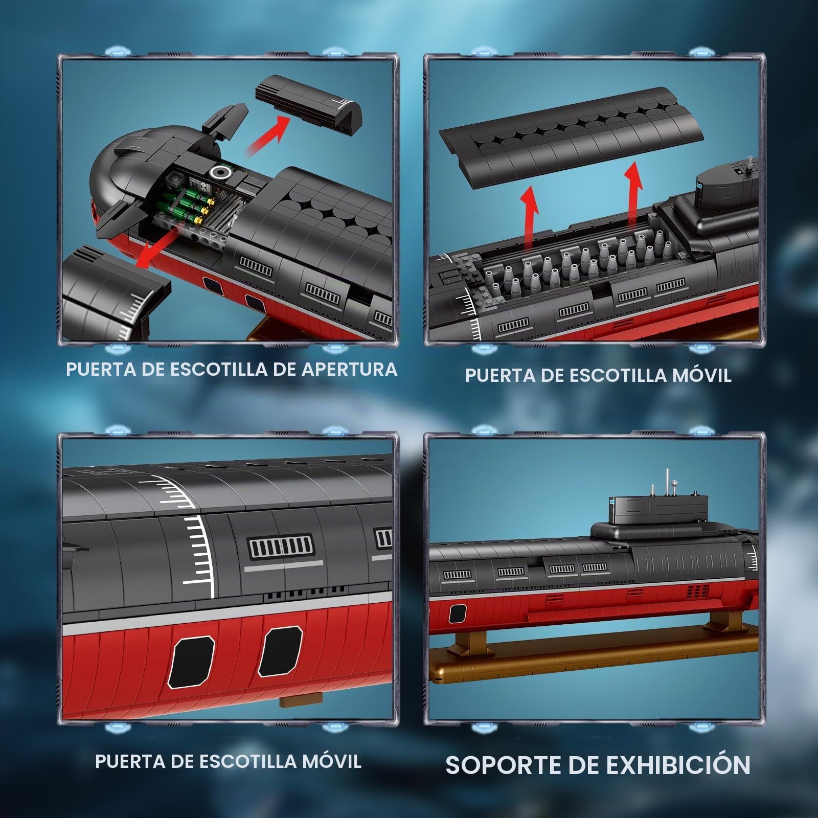 Reobrix Kit de construcción de submarino atómico 33048 Historia de la Guerra Fría, coleccionable, kit de equipo militar para adultos, juguete de menta, regalo para hombres y niños