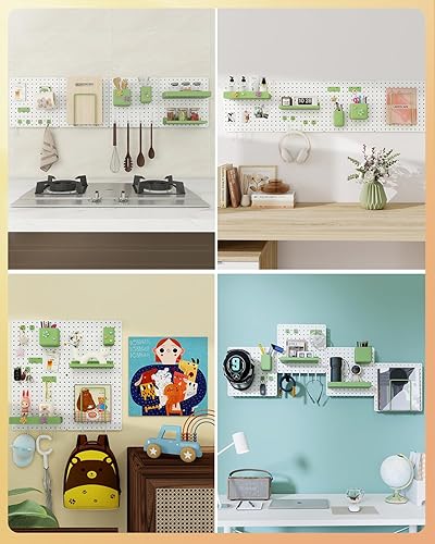 Miniatura 5 de Kit combinado de tablero de clavijas de metal, 4 tableros de clavijas de acero al carbono con 26 accesorios, organizador de pared para el hogar,