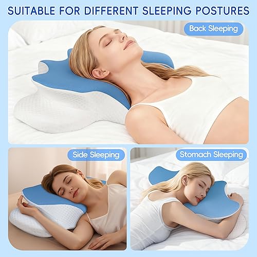 Miniatura 8 de Almohada cervical para el cuello, almohada ergonómica para dormir de lado para aliviar el dolor, almohada refrescante para dormir, cuello y hombro,