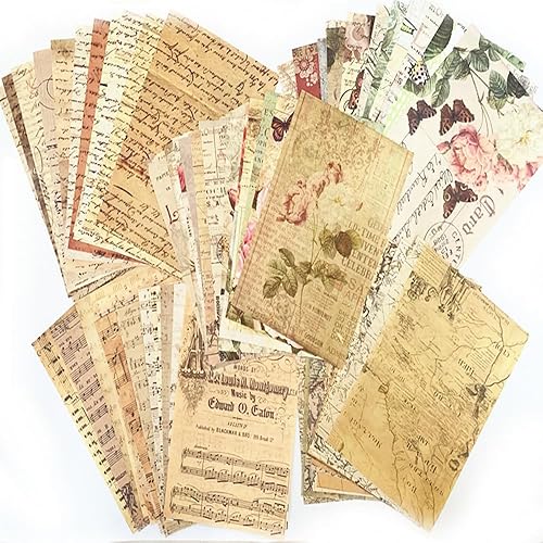 150 piezas de papel vintage para álbumes de recortes, páginas de libros antiguos, notas musicales, papel de fondo para bricolaje, decoupage, diario,