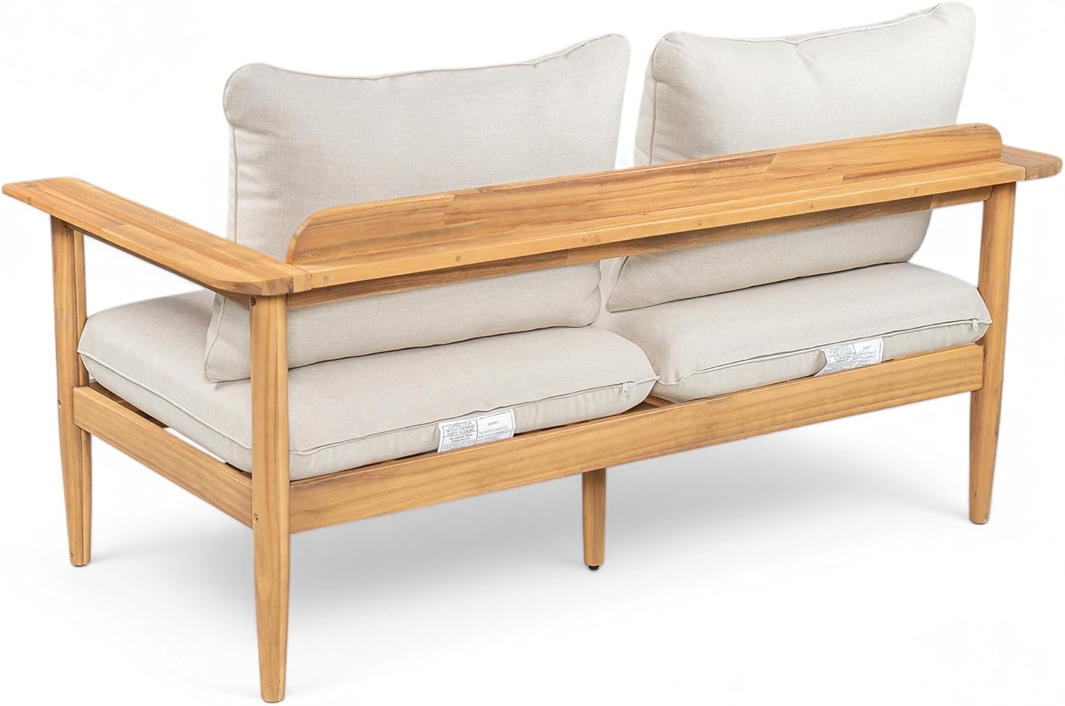 Christopher Knight Home Ordel Acacia Wood Outdoor Loveseat, Wooden Patio Loveseat Sofa, Patio Furniture 2-Seater Sofa with Removable Cushions,Comfy Lounge Sofa Outdoor for 2 People,Beige+Light Teak