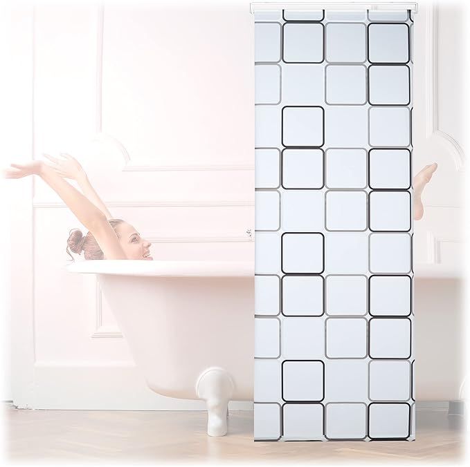 Relaxdays Shower Curtain Roller Blind, Waterrepellent, Bath & Shower