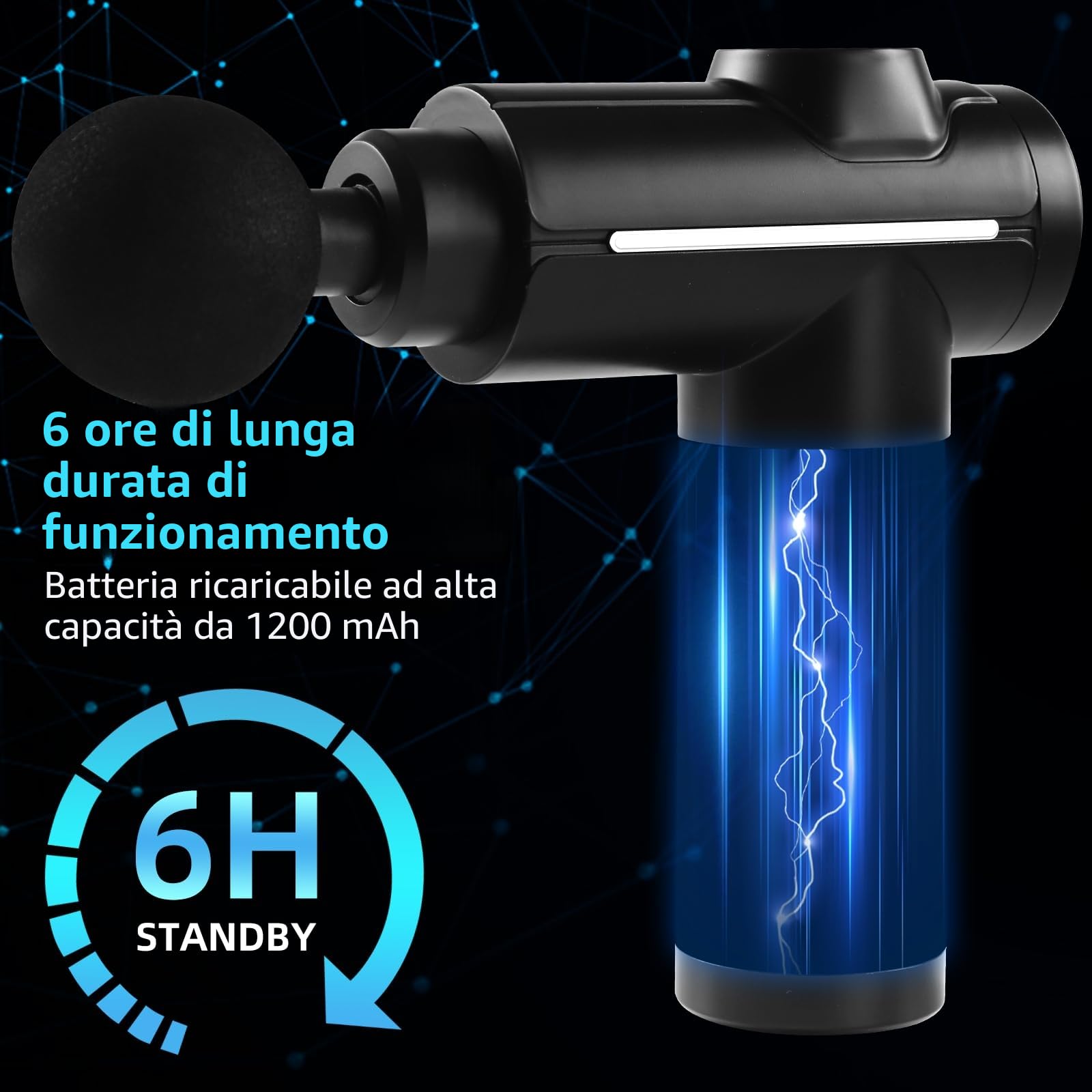 Pistola massaggiante per tessuti profondi, massaggiatore a percussione muscolare a 32 marce, con touch screen LCD, 8 teste, per rilassare spalle, corpo, schiena