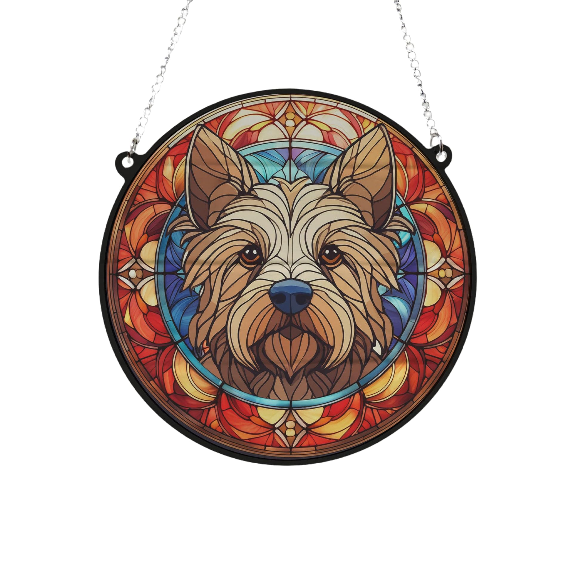Cairn Terrier Stained Glass Effect Suncatcher Gift for Dog Lovers - 13cm