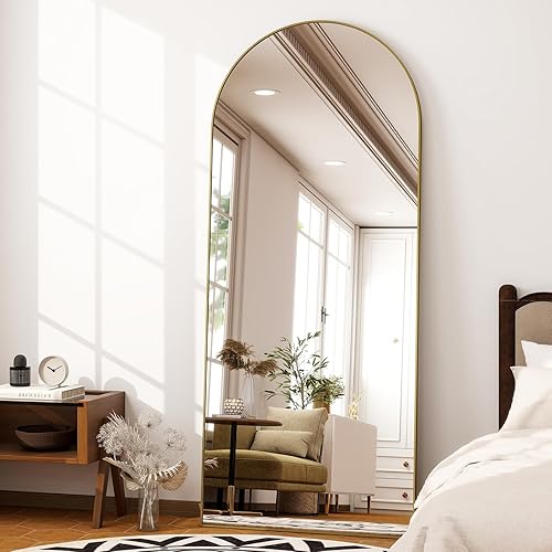 Vista 162 de Espejo arqueado de longitud completa, espejo arqueado de 36 x 78 pulgadas con soporte, montado en la pared para baño, vestidor, para colgar