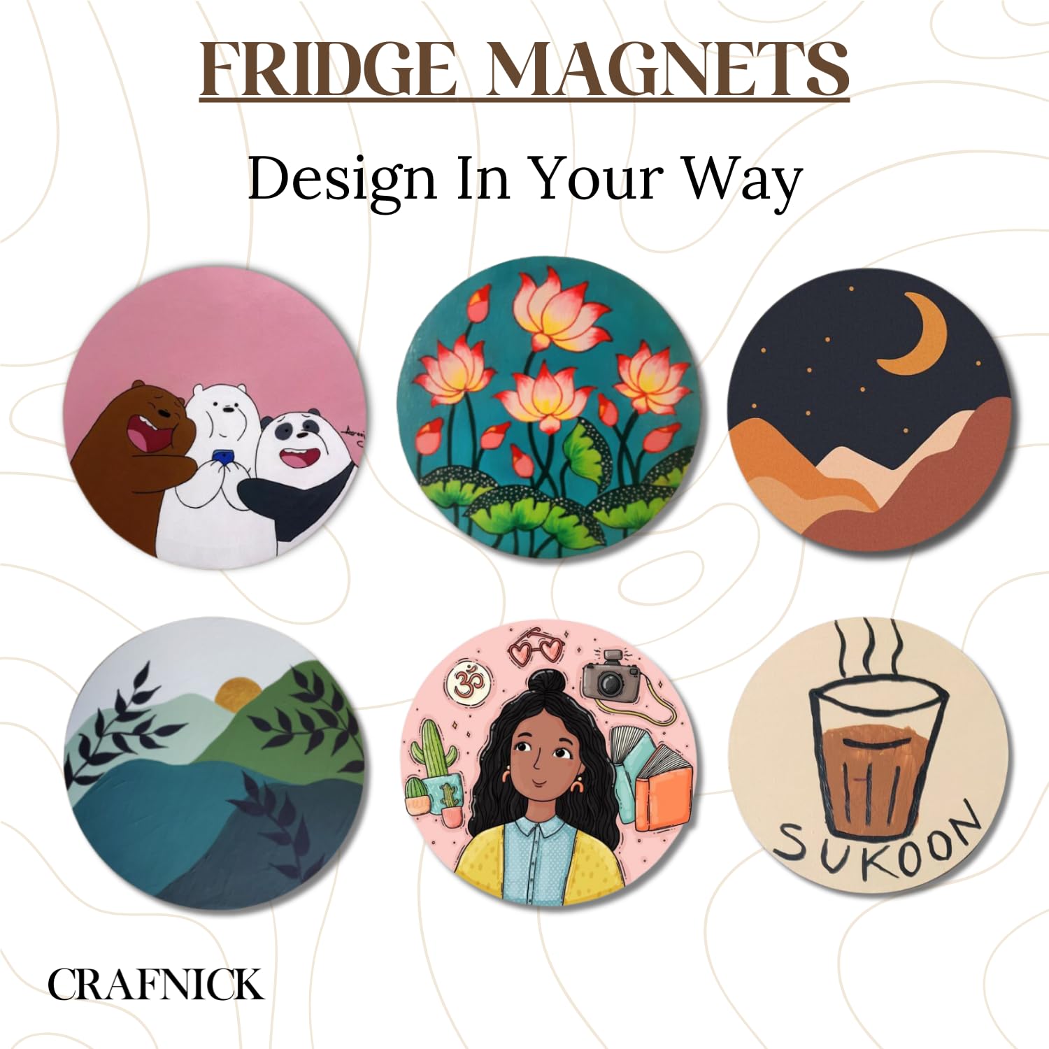CRAFNICK® Round MDF Cutouts for Fridge Magnet | Set of 10-3 Inch-2.5mm | MDF Boards for Art and Craft | Plain Blank Unfinished Round Cutouts for Painting, Craft, Decoration | Craft Supplies for DIY (10) 2