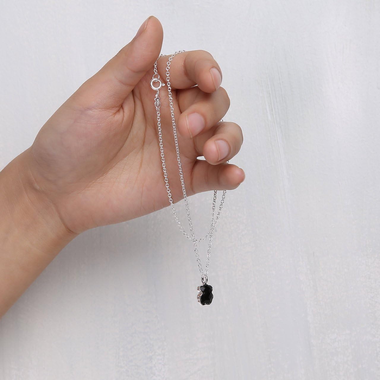 TOUS Bear Black Onyx Sterling Silver Pendant Necklace