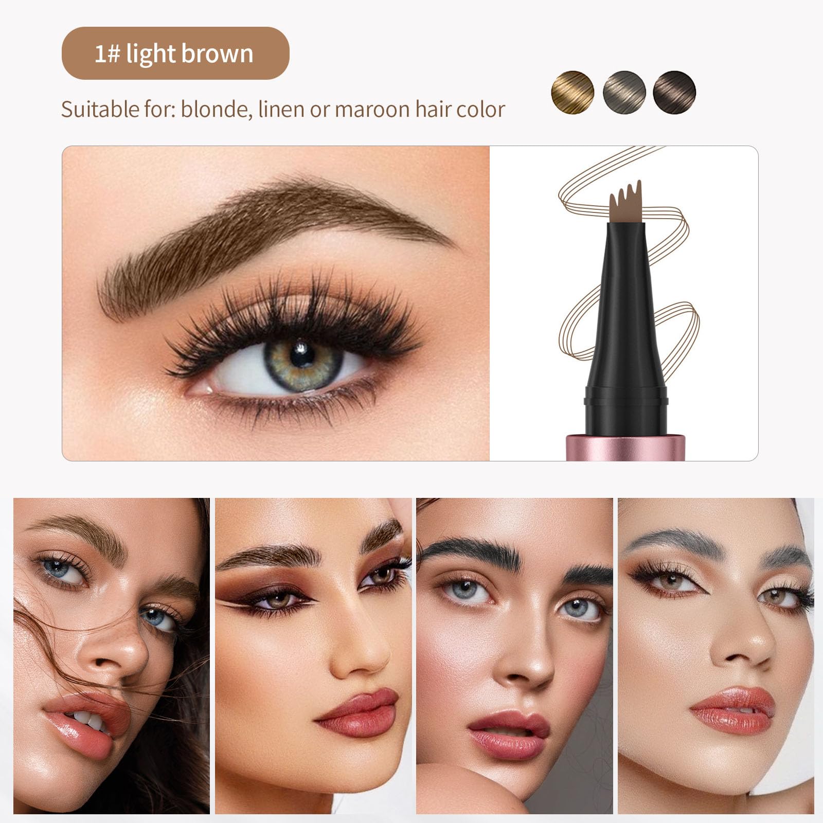 Magic Eyebrow Pencil, Microblading Eyebrow Pen with 4 Micro-Fork Tip - Image 4