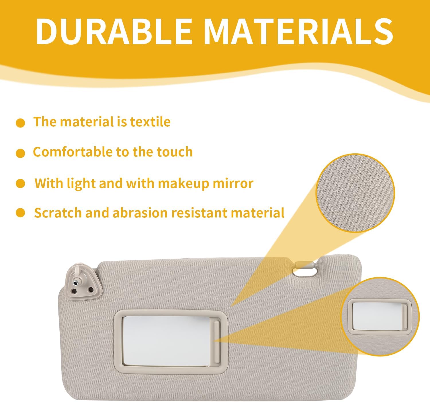 2 Pieces Sun Visor Replacement for Nissan Versa 2007-2012, for Nissan Tiida 2005-2012, Driver & Passenger Side Sunvisor Replacement Kit with Vanity Mirror and Screws, Gray Color Cloth Fabric