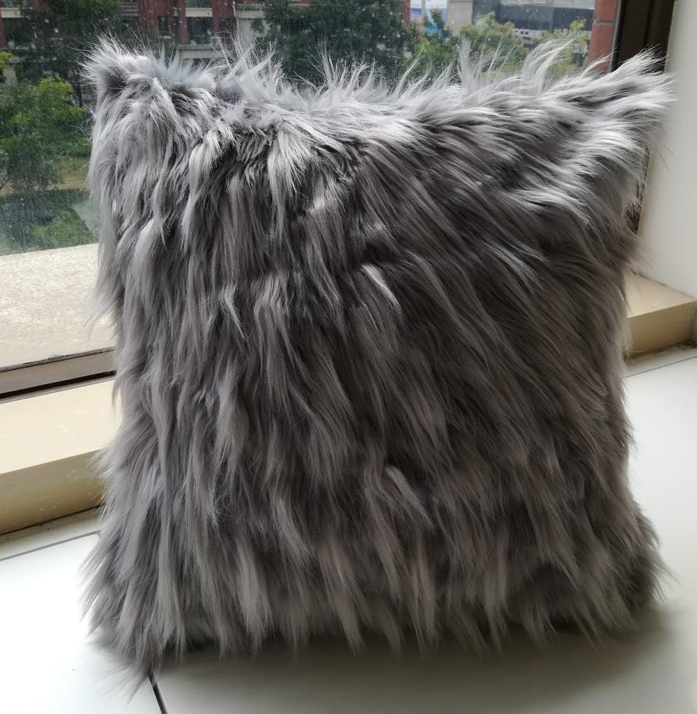 Euphoney Home Decorative Plush Throw Pillow,Fur Cushion Cover 18 x 18inch 45cm x 45cm, Square Pillow Cover for Living Room,Bedroom, Car,Couch, Bed,Sofa,Chair,Fashion Design (18x18inch(45x45cm), Grey)