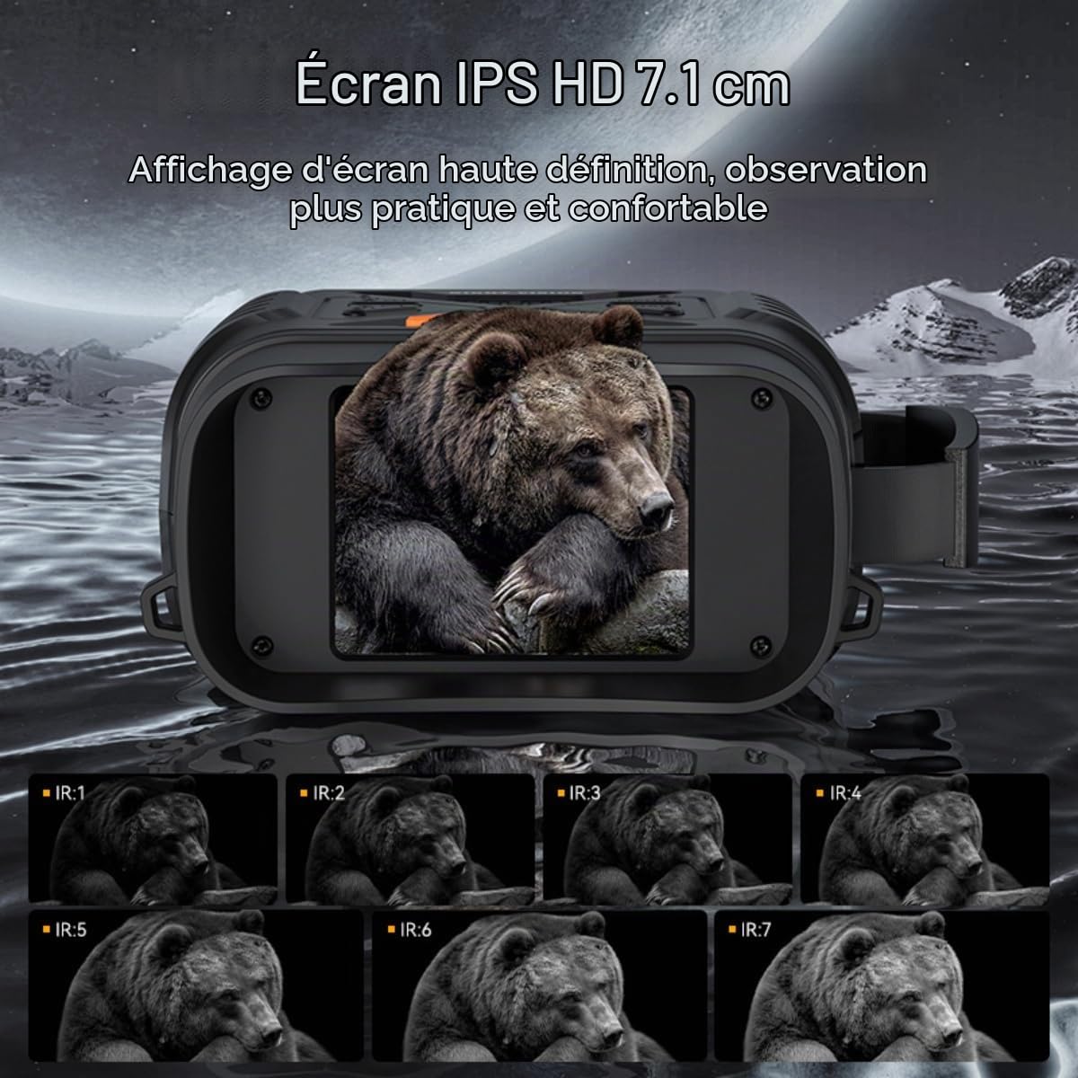 EMEBAY Jumelles de Vision Nocturne 1080P avec Carte TF 64Go + Boîte Rigide, Zoom Numérique 10X, Portée Visuelle 800 M, écran IPS HD de 2.8”, Batterie Rechargeable, Lunettes Numériques