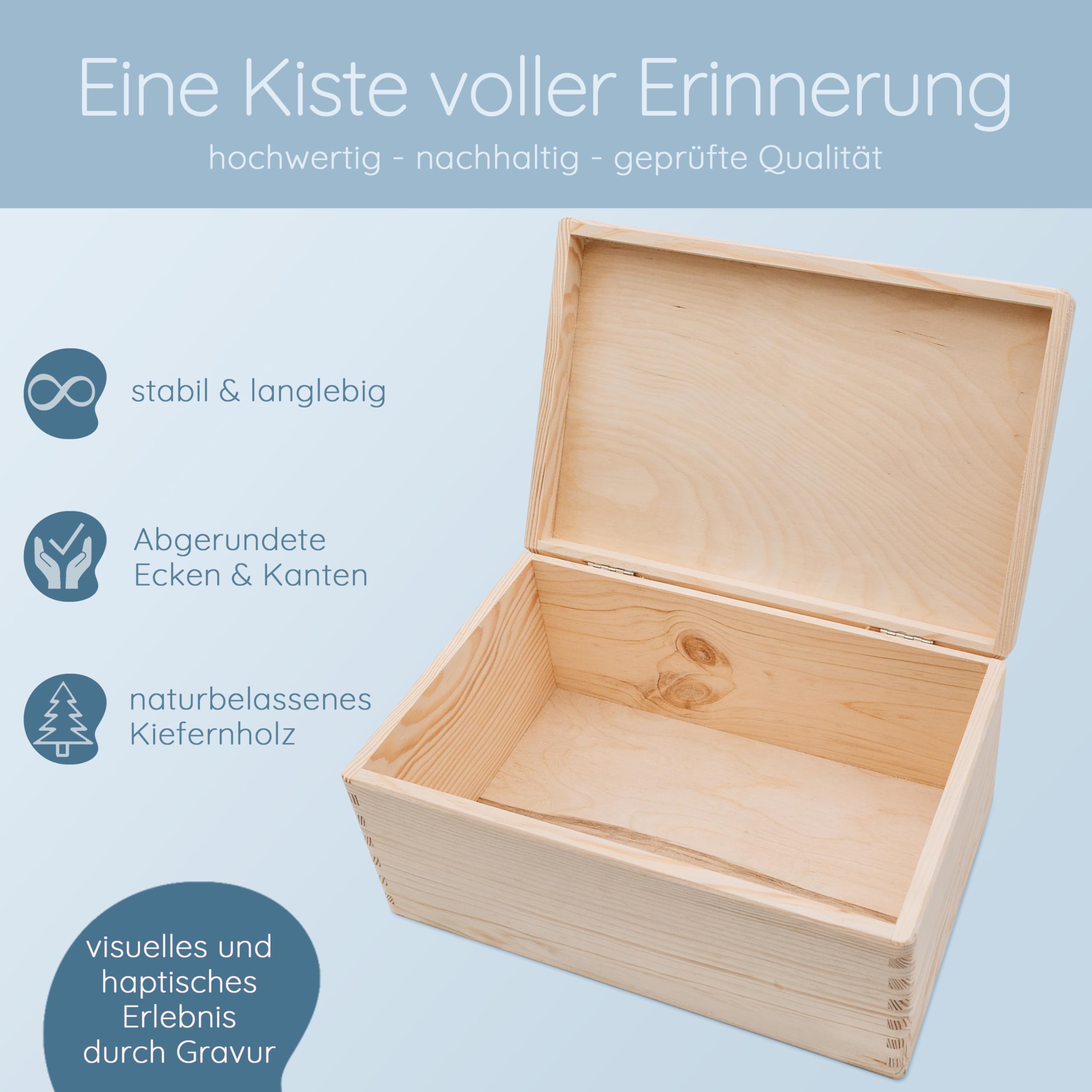 Bärenfreunde - Personalisierte Erinnerungsbox mit Spezial-Druck - Erinnerungsbox Holz als Geburt Geschenk, Hochzeit Geschenk, Führerschein Geschenk, Dankeschön (Memories, S | Klappdeckel)