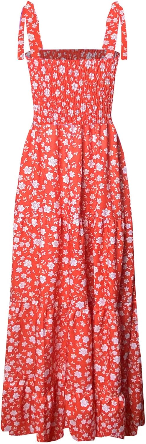 GOLDSTITCH Women's Summer Boho Spaghetti Strap Ruffle A Line Beach Long Maxi Dress - Image 6