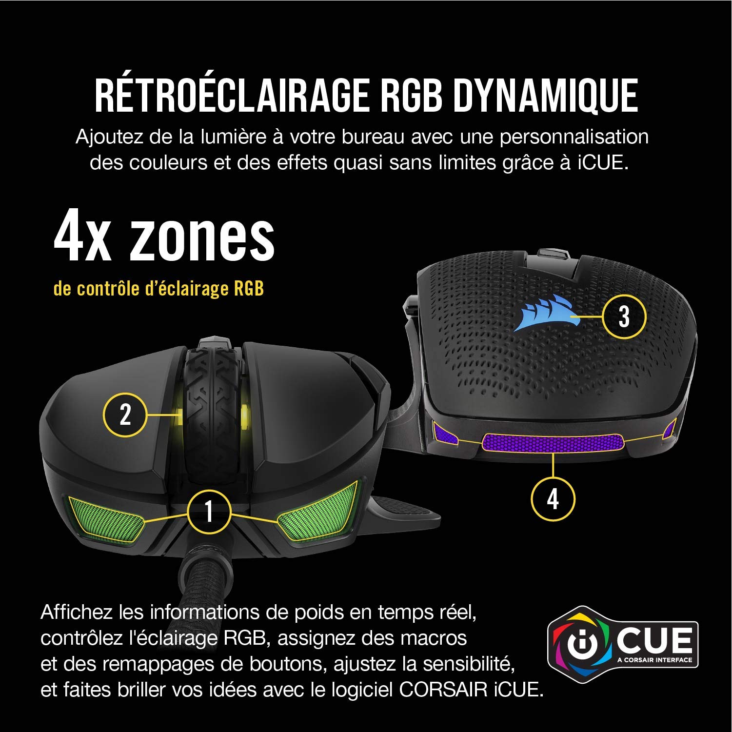 Corsair NIGHTSWORD RGB Souris de Jeu FPS/MOBA Filaire – Noir