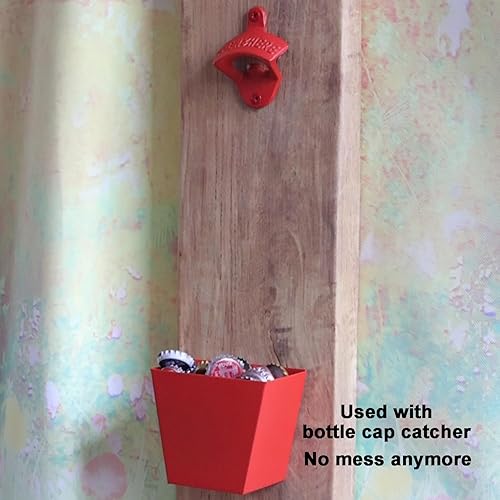 Miniatura 4 de Abrebotellas de hierro fundido rojo Abridor de tapa de bebida de montaje en pared para regalo de novio