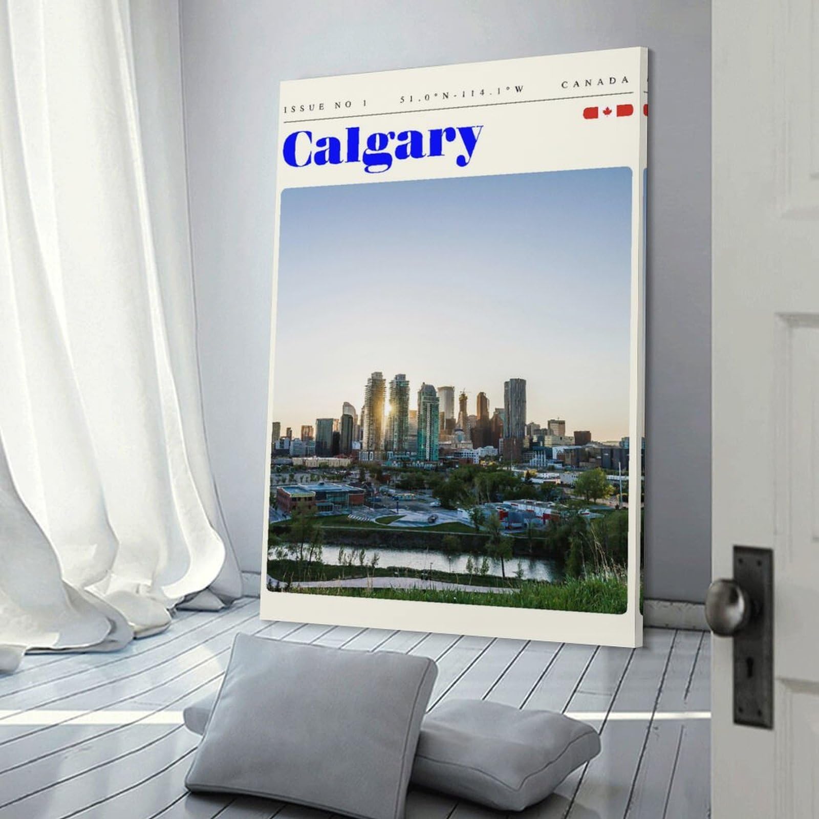 Junmoney Calgary Alberta Travel Art Home Decor Wall Art 24x36inch(60x90cm), for Restful Interiors, Bedrooms Or Small Rooms, A Warm Accent for Relaxed Interiors