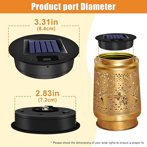Miniatura 3 de Paquete de 4 piezas de repuesto de luz solar mejoradas 2025 (3.15 pulgadas) para lámparas solares impermeables colgantes al aire libre
