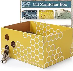 5609PETS Caixa arranhadora de papelão resistente para gatos com placa dupla face recarregável para gatos em ambientes internos