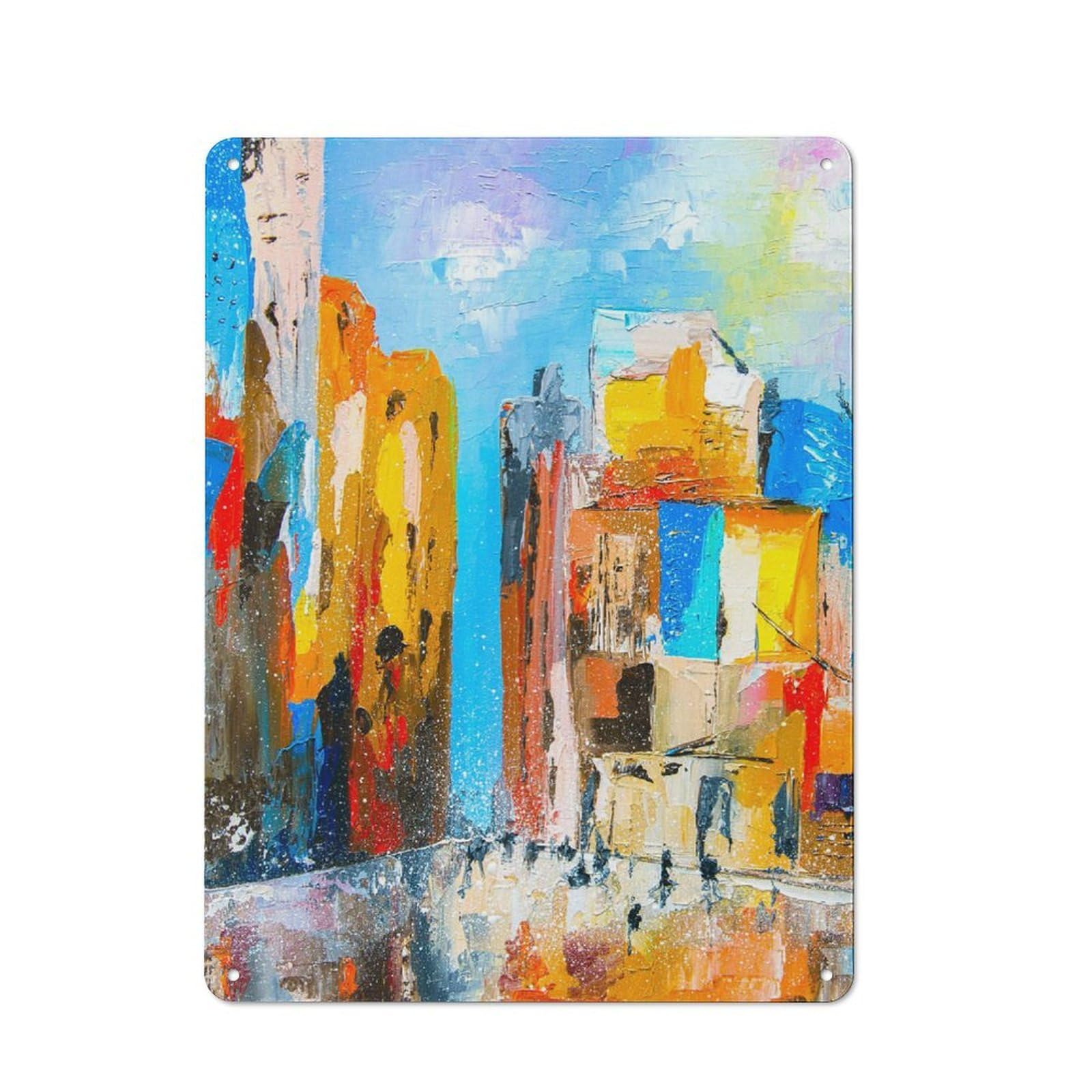 Urban Decorative Metal Plaque 40x30cm Featuring Summer in The City, Loft Wall Plaque for Loft, Studio, Office Or Creative Room