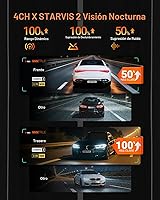 Vista 3 de Vantrue N5S 4 canales 360 grados 2.7K Dash Cam, 4CH STARVIS 2 visión nocturna, 2.7K+1080P* 2+1440P cámara interior trasera delantera, modo