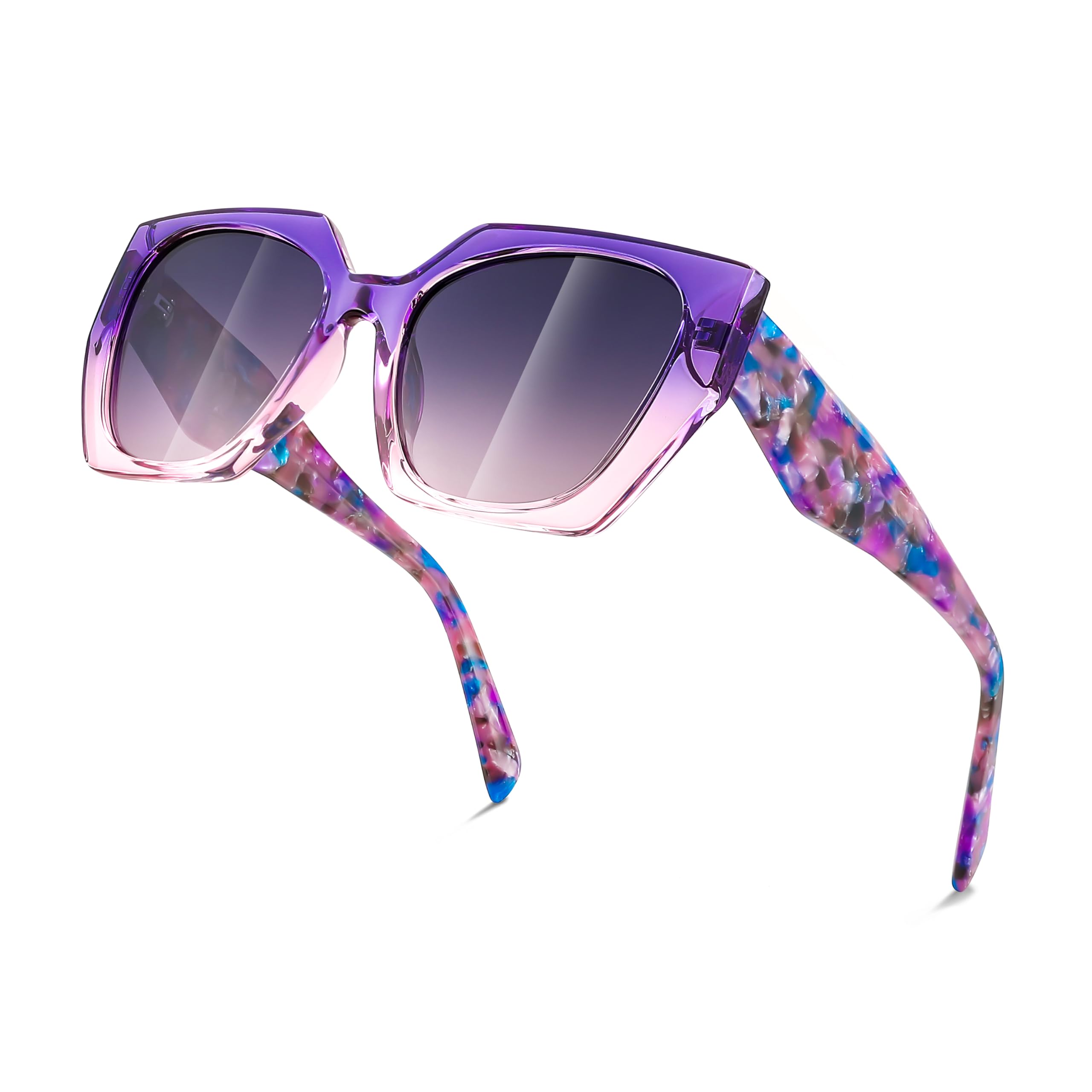 FEISEDY Trendy Polarized Sunglasses Oversized Irregular TR Frame for Women Men Retro Shades UV400 B0016