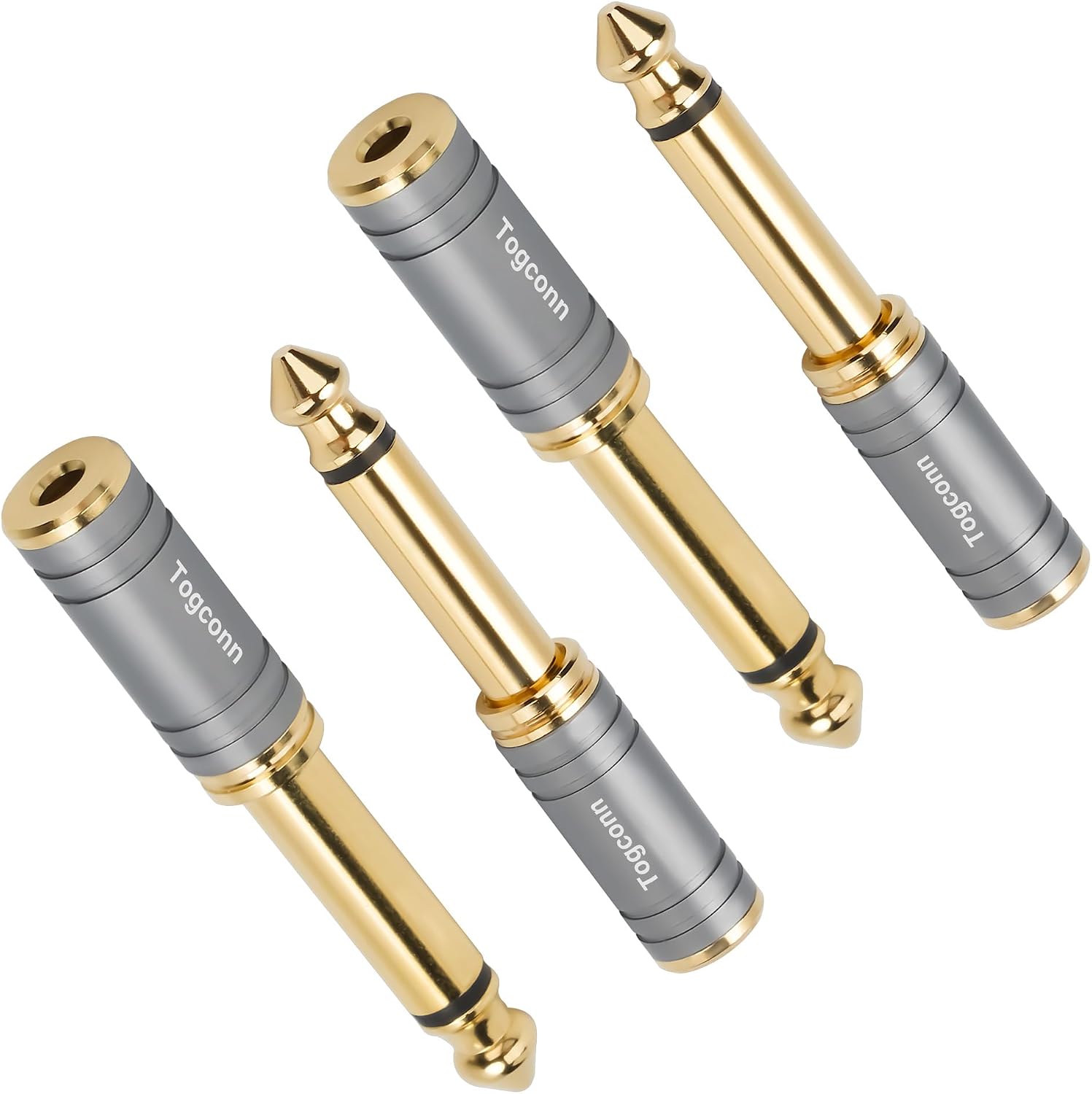 6.35mm 1/4 Inch to 3.5mm 1/8 Inch Adapter 2 Pack, 6.35mm Quarter Inch TS Mono Male to 3.5mm TRS Female Stereo Jack Plug Audio Converter Connector Premium Quality Series for Speaker, Headphone, Guitar