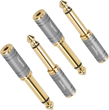 1/4 Inch to 1/8 Inch Adapter 4 Pack, 6.35mm Quarter Inch TS Mono Male to 3.5mm Female Jack Plug Gold-Plated Pure Copper Audio Converter Connector Premium Quality Series
