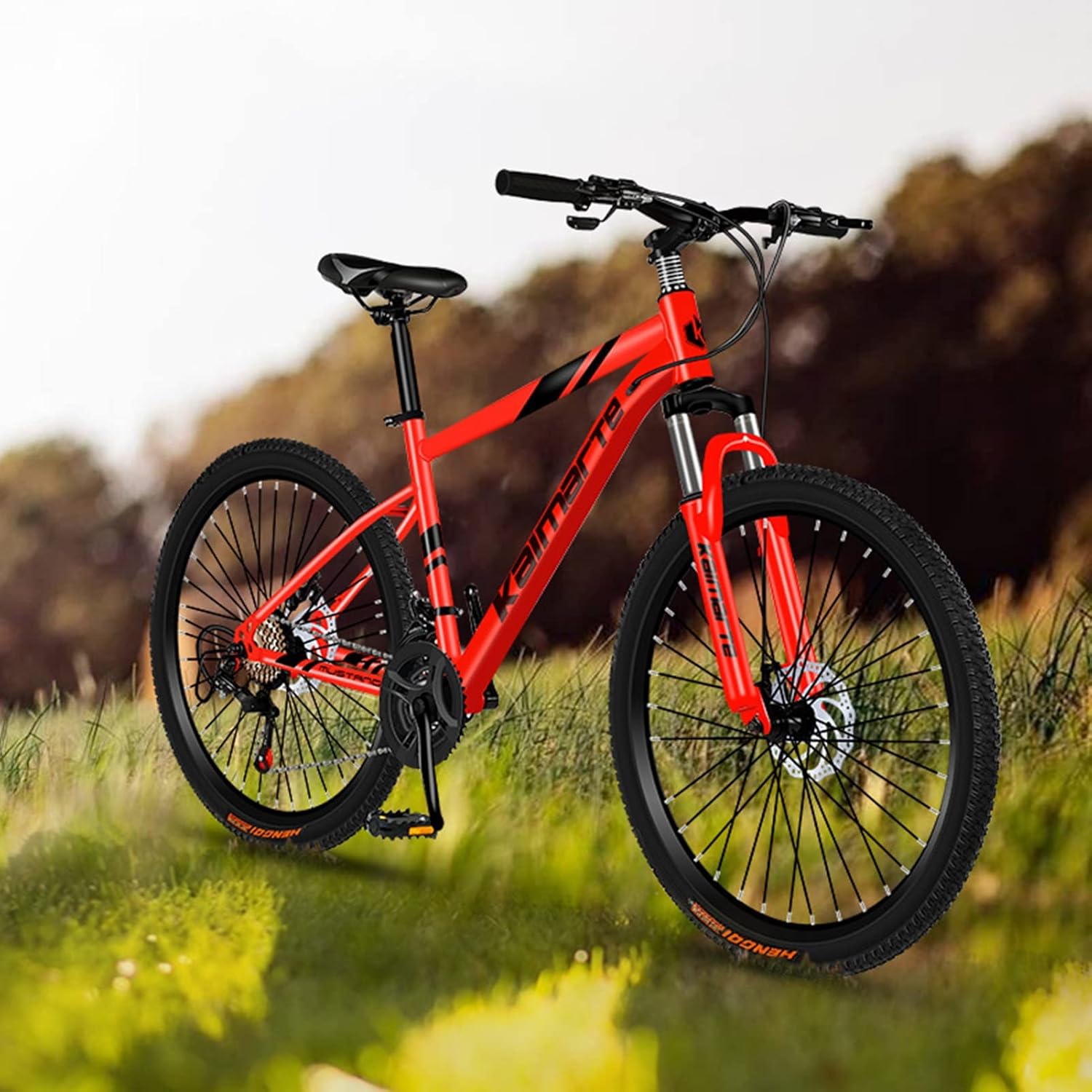 Youth/Adult Mountain Bike 26 Inch 21 Speed Hardtail Mountain Bikes with Suspension Double Disc Brake, Teenagers Mountain Bicycle, Men Women Trail All Terrain Anti-Slip Bikes,Red