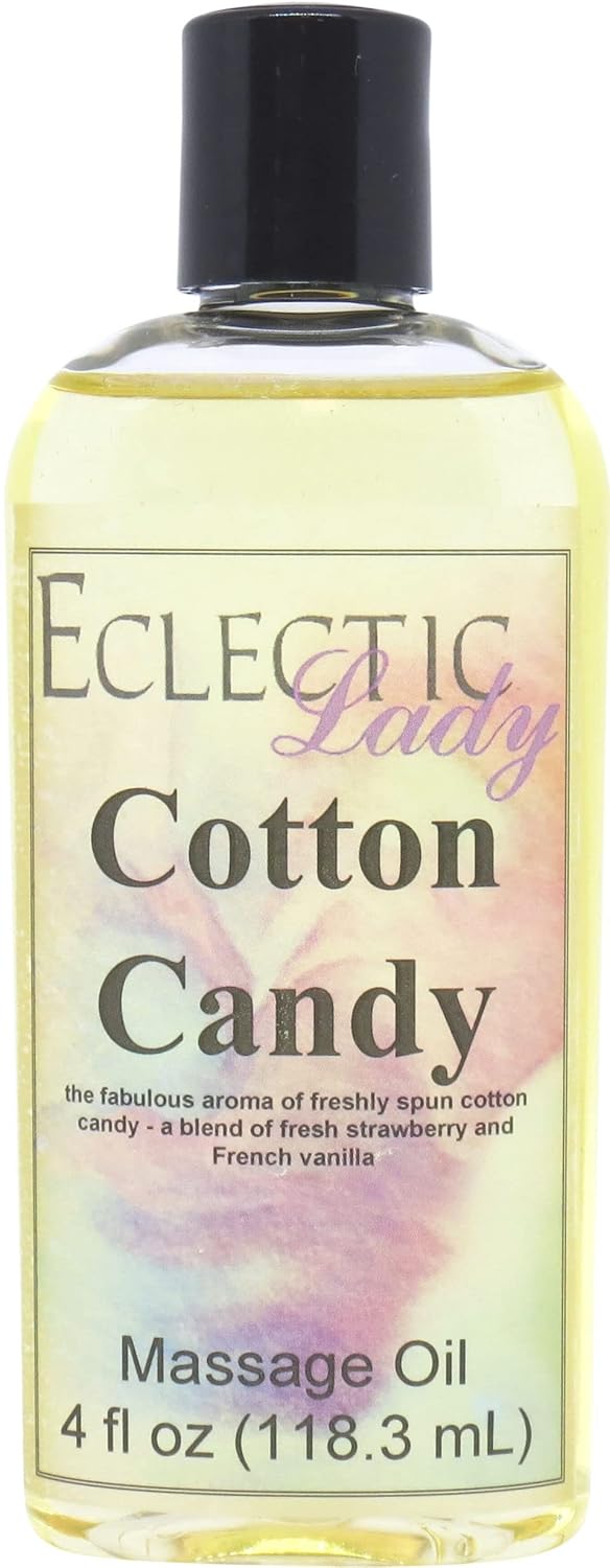 Cotton Candy Massage Oil, 16 oz, with Sweet Almond Oil and Jojoba Oil, Preservative Free, Perfect for Aromatherapy and Relaxation